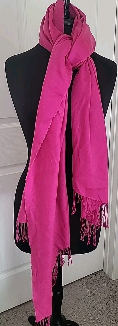 Fuchsia Pink Pashmina Shawl Wrap Scarf Fringe Large
